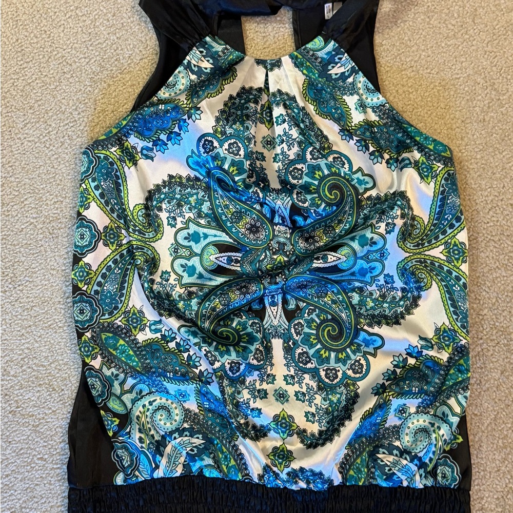 Studio Y Teal, Blue & Green Paisley Halter Camisole